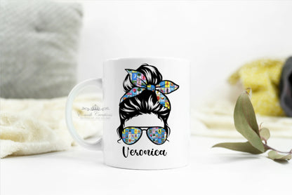 Personalized Messy Bun Mexican Loteria Mug